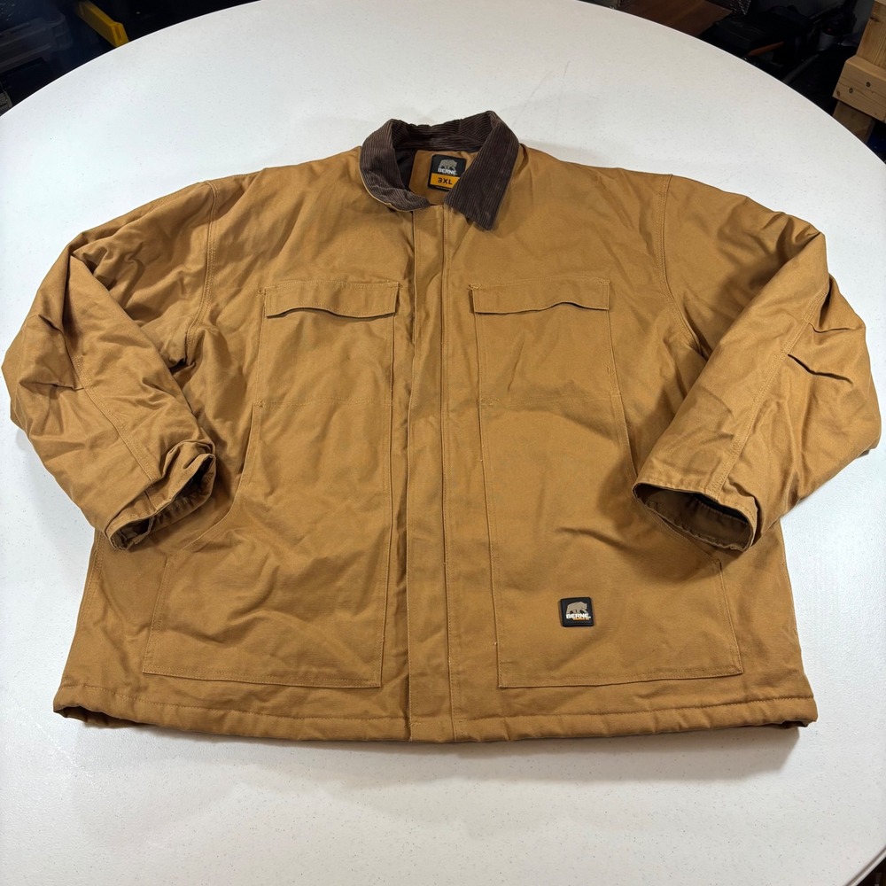 Berne Workwear Mens 3XL Brown Duck Canvas Chore Coat Quilted Lined CH416BDR